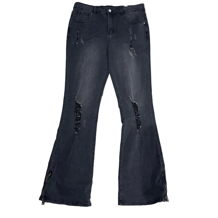 Ripped Flare Black Jeans