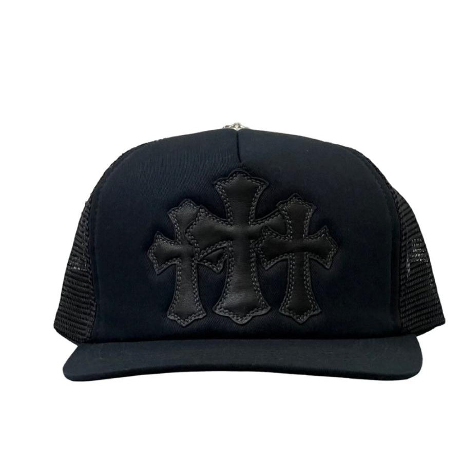 Chrome H Leather Cementery Cross Trucker Hat